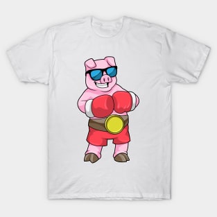 Pig as Boxer with Boxing gloves T-Shirt